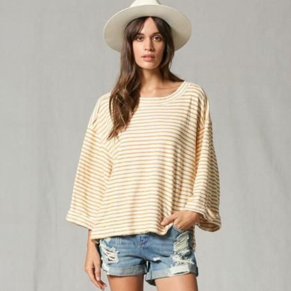 By Together Stripe Wide Arm Top - Mustard